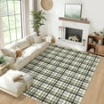 thumbnail image 3 of Garvee 9x12 Geometric Striped Area Rug Living Room Rug, Machine Washable Plaid Rugs With Non-Slip Backing Low Pile Stain Resistant Indoor Carpet for Bedroom Dining Room Home Office, Green, 3 of 8