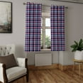 thumbnail image 2 of Ambesonne Checkered Grommet Curtain, Retro Plaid Mosaic, 50" x 54", Dark Coral Pale Blue, 2 of 6