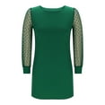 thumbnail image 5 of Antinious Women Long Sleeve Solid Color Crew Neck Frock Dress Mesh Sheer Polka Paneled Mid Calf Evening Dress,Fall Winter Savings!Birthday Dresses for Women,Women Party Dress,Green,M, 5 of 5