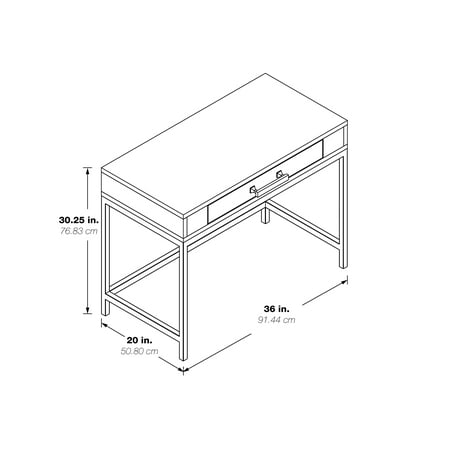 OSP Home Furnishings - Modern Life Desk in Finish With Gold Metal Legs - White