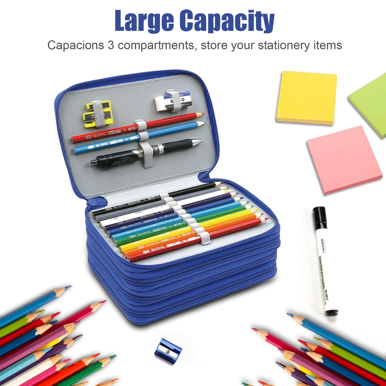 US Art Supply 48 Slot Zippered Nylon Pencil Carry Case - Size: 11.4 x 7.6  x1.4