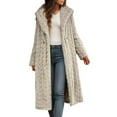 thumbnail image 2 of Fuzzy Long Coat for Womens Warm Long Sleeve V Neck Button down Casual Jacket Hooded Cardigan Fall Winter Outerwear with Pockets, 2 of 8