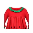 thumbnail image 4 of Robe Fille Rouge Vert Pastèque Mignonne à Volants Manches Longues 3/4 3 Ans, 4 of 6