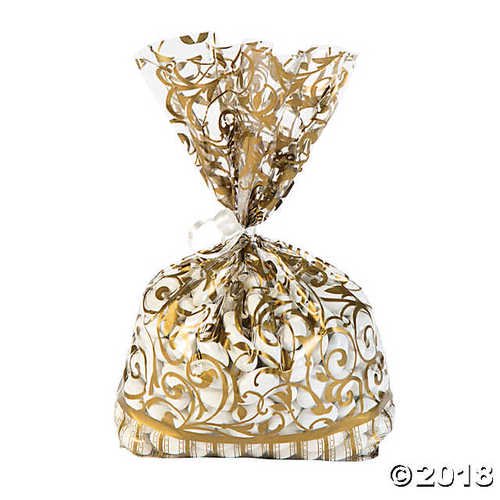 Gold Swirl Cellophane Bags