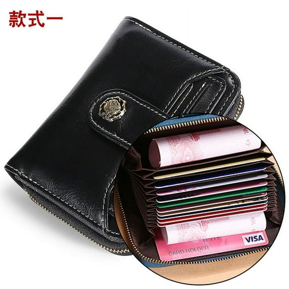 Women's Wallet RFID New Genuine Leather Wallet Short Cute Multifunctional Small Wallet Coin Purse