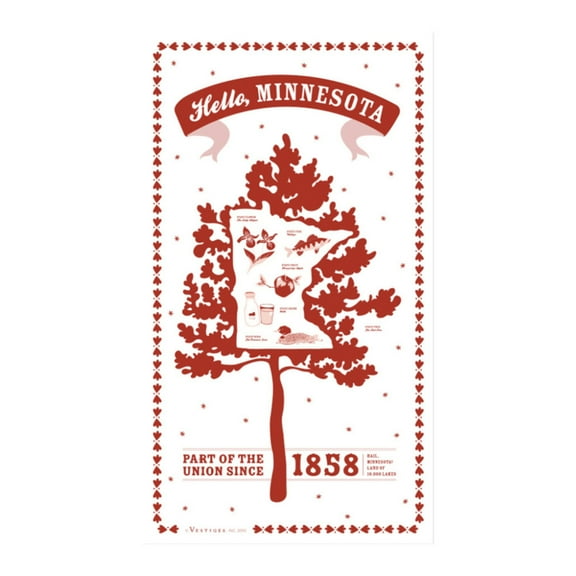 Vestiges Minnesota State Souvenir Tea Towel 21.5" x 32" Eco-Friendly