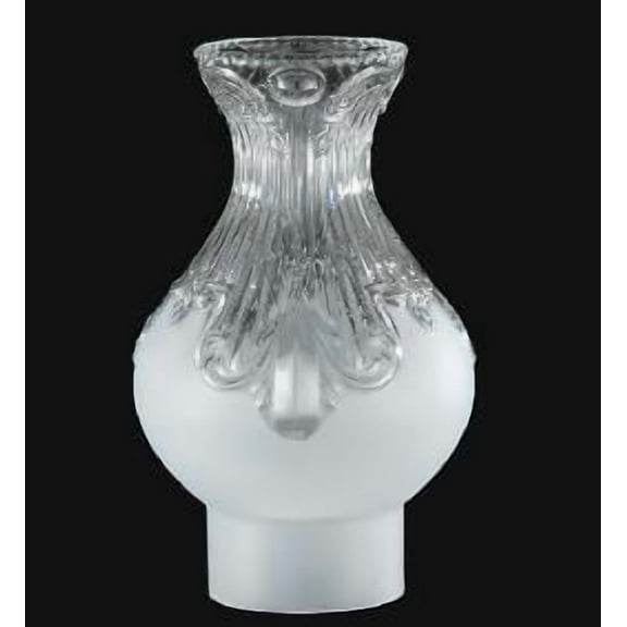 B&P Lamp® 3 Inch by 8 1/2 Inch Clear with Frosted Bottom Princess Feather Chimney