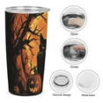 thumbnail image 6 of Pumpkin Lantern Black Cat Tumbler Print 20oz Stainless Steel Coffee Cup with Lid & Straw Double Wall Insulated Tumbler, 6 of 8