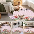 thumbnail image 5 of Round Rugs 6 Ft, Easter Bunny Non Slip Area Rugs for Kitchen Bedroom Entryway, Spring Tulips Floral Pink Farmhouse Plaid Washable Carpet Runner Rug Floor Mats for Bedroom Home Decor, 5 of 8