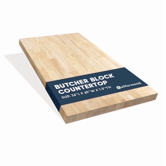 allforwood 36''L x 25''W x 1.5''Th Hevea Wood Butcher Block Countertop, 3ft L x 25" W, 1.5in Thick, Unfinished Butcher Block Table Top for DIY Washer Dryer/Island/Kitchen Countertop