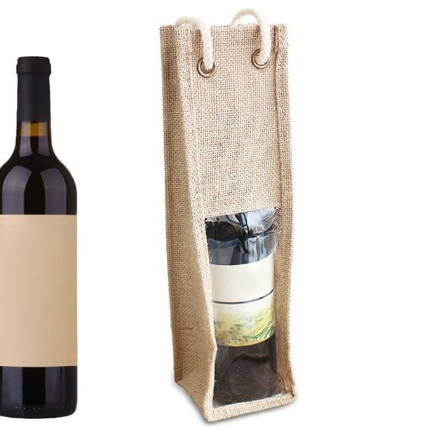 Bolso de arpillera para cubiertas de botellas de vino bolso portatil reutilizable bolsa de regalo de vino de yute para decoracion de bodas navidenas