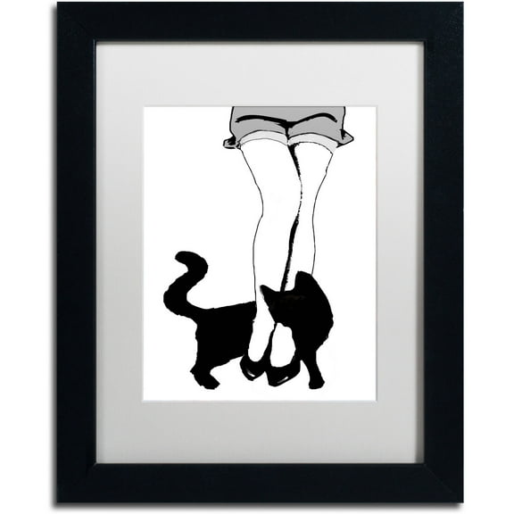 Trademark Fine Art "Black Cat" Canvas Art by Color Bakery White Matte, Black Frame
