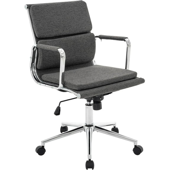 Office Desk Chair, Ergonomic Office Chair, Mid Back Desk Chair with Adjustable Height, Swivel Chair with Arms and Lumbar Support, Computer Chair for Home Study Working (Black)