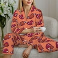 thumbnail image 6 of Lsque Cartoon Meat Pattern Long Sleeve Pajama Set for Women - Soft 2-Piece Sleepwear and Loungewear Set with Pockets, Comfy Nightwear-Medium, 6 of 7