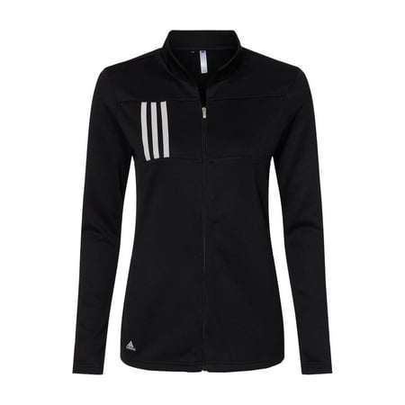 Adidas - Women's 3-Stripes Double Knit Full-Zip - A483 - Black/ Grey Two - Size: L