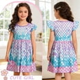 thumbnail image 4 of Benylion Girls Dresses Mermaid Summer Sundresses Toddler Kids Short Sleeve Casual Skirt Spinning Swing Skirt Set for 7-8 Years, 4 of 7