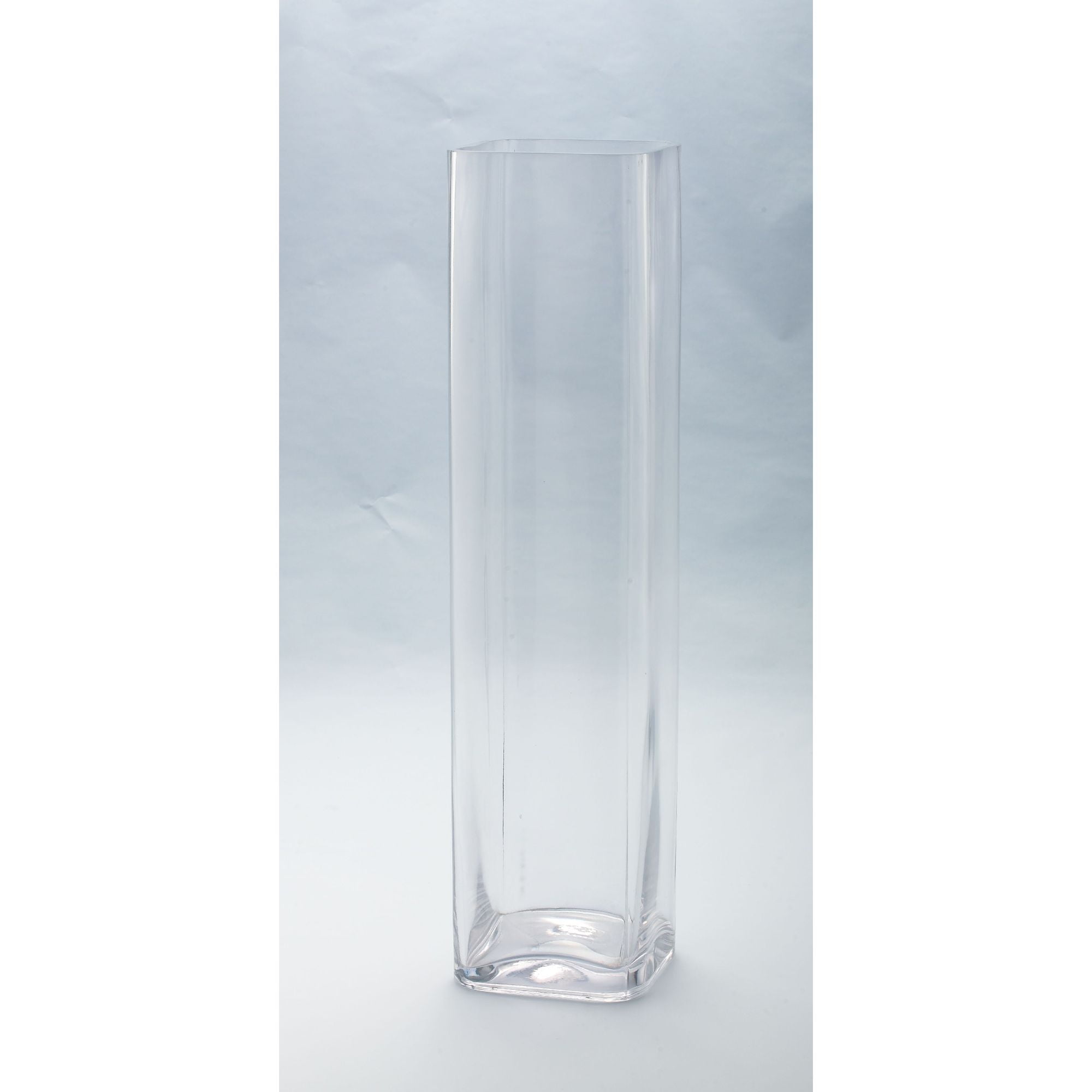 Tall Clear  Glass Square Vase 20" 