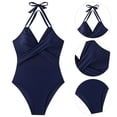 thumbnail image 6 of One Piece Swimsuits for Women Sexy Cutout Mesh Criss Cross Push Up Bathing Suits, 6 of 9