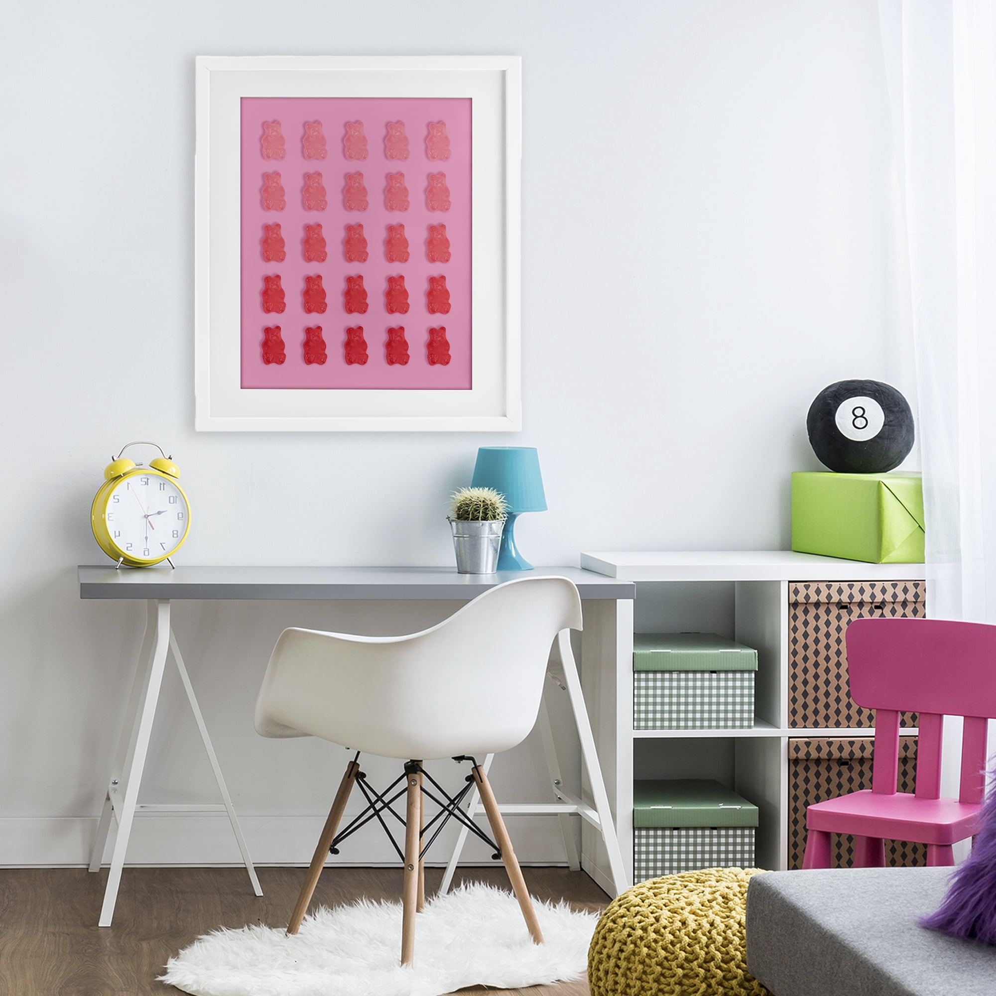 Stupell Industries Pink & Red Bear Gradient White Framed Print Under Glass, design by LISH Creative