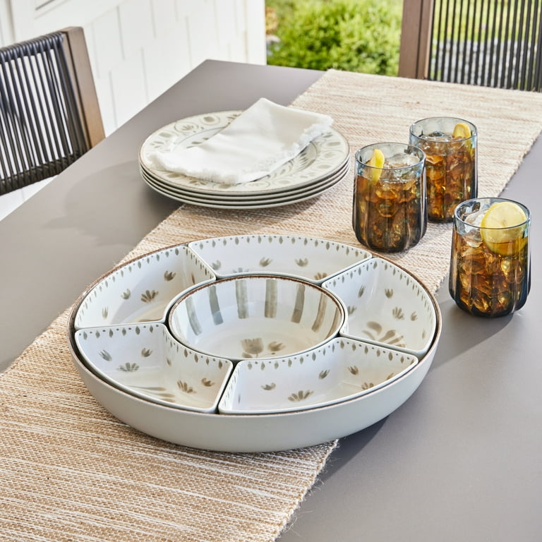 Better Homes & Gardens Bamboo Melamine Chip and Dip Tray Grey