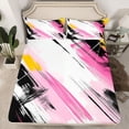 thumbnail image 2 of Manfei Modern Geometric Twin Sheet Sets,Abstract Graffiti Striped Twin Fitted Sheet,Pink Black White Flat Sheet For Girl Kids,Breathable Home Decor,3pcs, 2 of 7