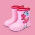 thumbnail image 2 of NOKIO Easy-On 𝗪aterproof Rain Boots for Kids Adjustable Strap Fastening System Reinforced Toe Guard Non-Marking Outsole Cartoon Animal Patterns Boys Girls, 2 of 4