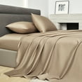 thumbnail image 3 of 100% Long Stape Cotton 4pc Sheets Set King Size 800TC Silky Sateen Smooth Soft Fitted Sheet Up to 16"(Desert,King), 3 of 9