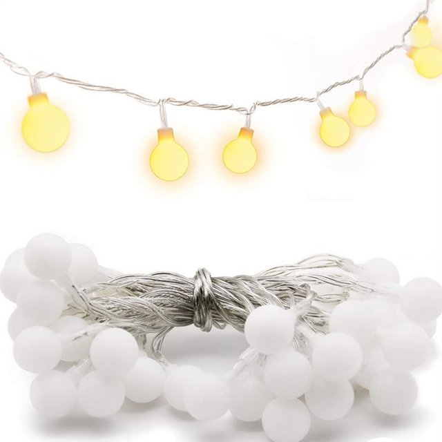 Cadena de luz solar para exteriores, bola de luz de color impermeable de 40 LED, para interior/exterior, jardín, terraza, balcón, boda, fiesta