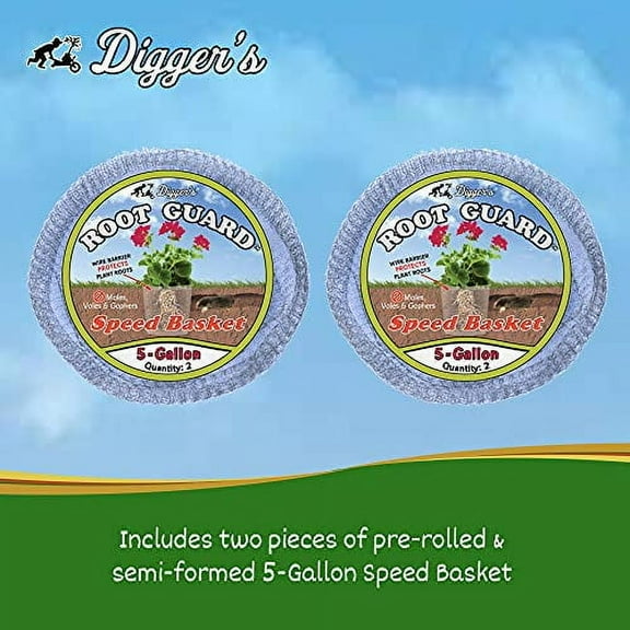 Digger’s 5-Gallon Root Guard Speed Baskets for Plants, Control Gopher for Efficient Planting (Pack of 2)