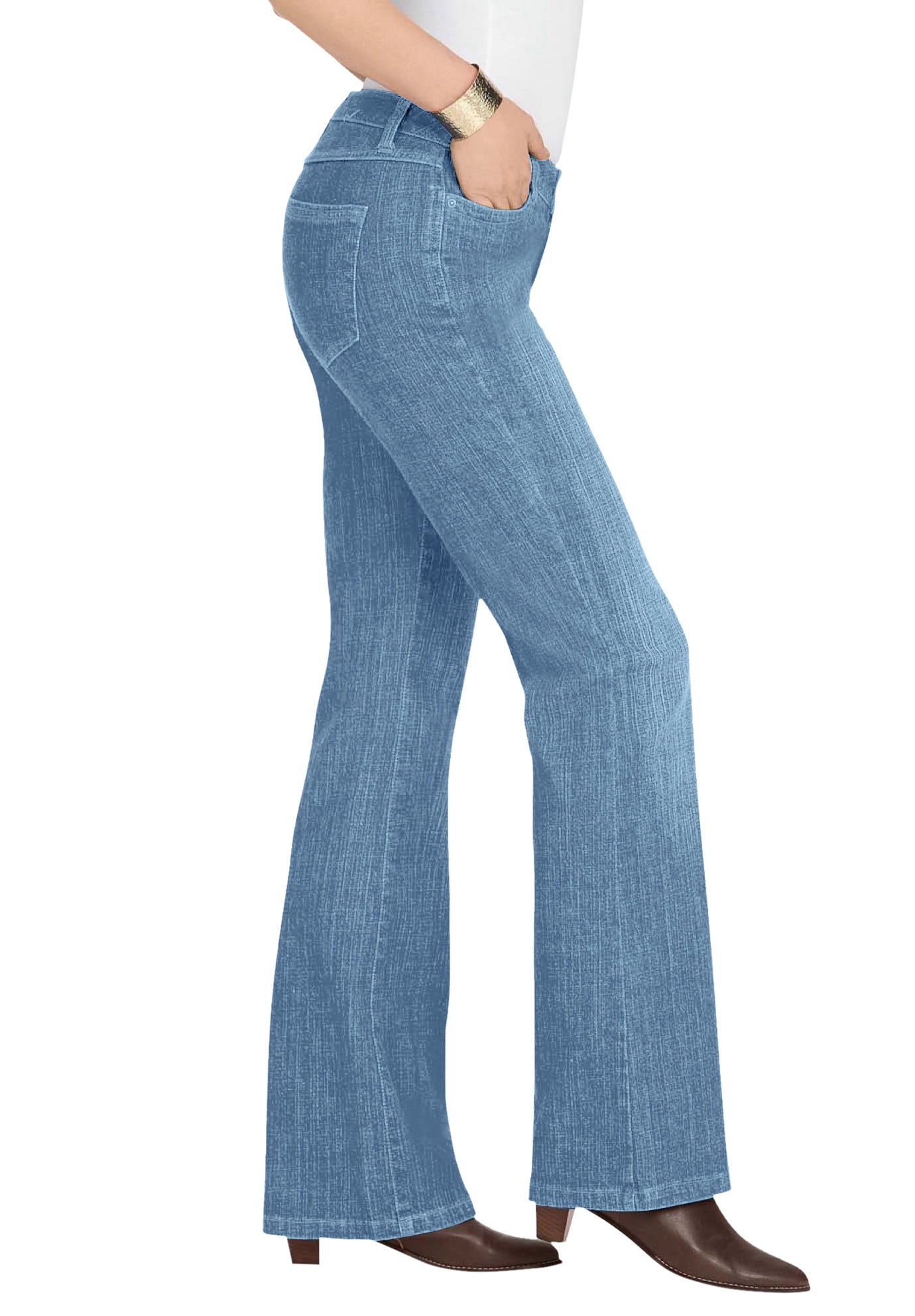 Roamans Women's Plus Size Tall Bootcut Pull-On Stretch Jean