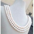 thumbnail image 3 of K-KED 3row strands natural 7-8mm akoya white pearl necklace 18"19"20" 14Kgp clasp, 3 of 6