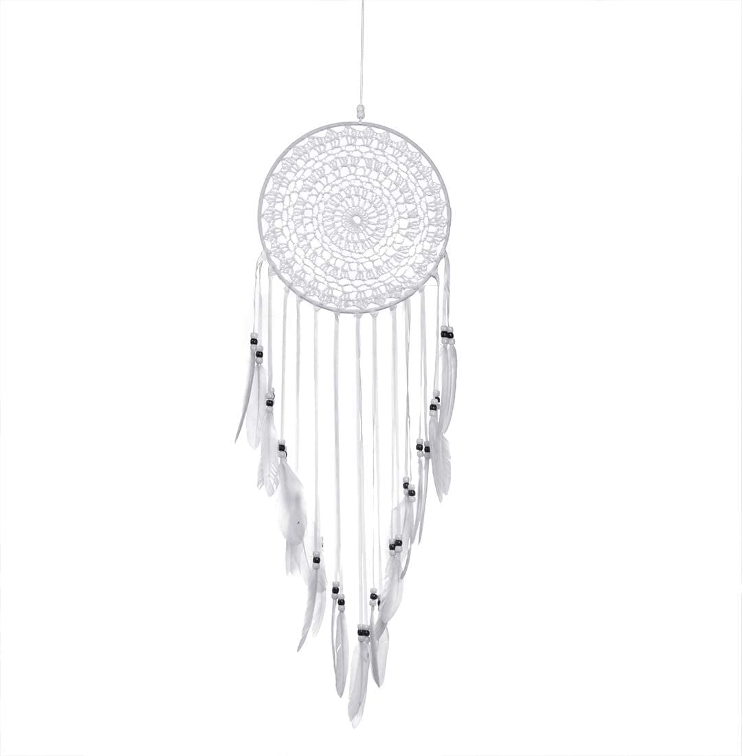 White Handmade Dream Catcher Feather Wall Car Hanging Decoration Ornament Decor 