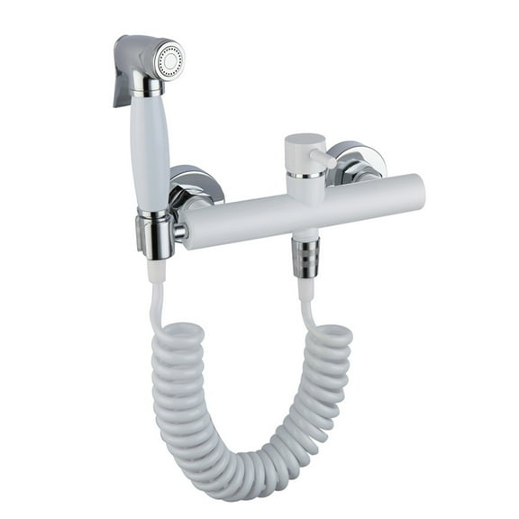 Bidet Faucet Set Hot and Cold White Chrome Toilet Corner Valve Hand held Hygienic Shower Head Wash Car Pet Sprayer Airbrush Tap