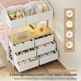 thumbnail image 4 of Twin Bunk Bed with 6 Storage Drawers & Storage Shelf, Twin over Twin Metal Loft Beds with Led Lights & Charging Station, L-Shaped Bunk Bed Frame with Side Bookcase, Safety Guardrail and Ladder, White, 4 of 9