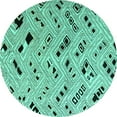 thumbnail image 1 of Ahgly Company Indoor Round Solid Turquoise Blue Modern Area Rugs, 6' Round, 1 of 4