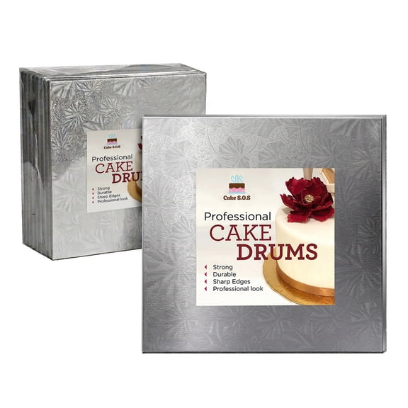 Cake S.O.S 16 inches Silver Square Cake Drum Board, 1/2″ Thick, (6-Pack)