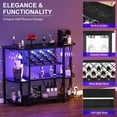 thumbnail image 6 of iSunirm 3-Tier Wine Bar Cabinet with Power Outlets and LED Lights, Bar Table Coffee Bar with Glass Holder & Liquor Storage Rack for Kitchen, Living Room, Black, 6 of 9