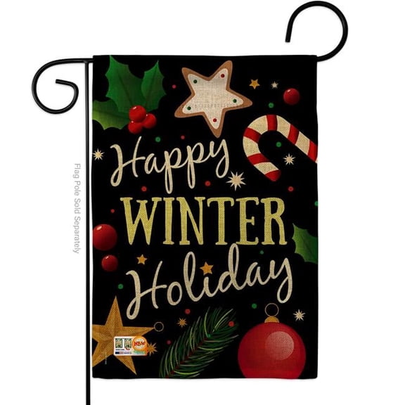 Breeze Decor BD-XM-G-114148-IP-DB-D-US17-BD 13 x 18.5 in. Happy Winter Holiday Burlap Christmas Impressions Decorative Vertical Double Sided Garden Flag