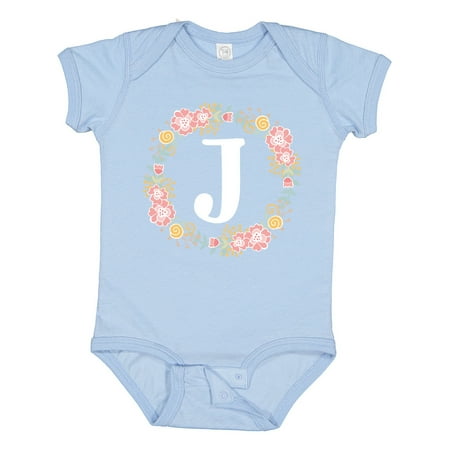 

Inktastic Monogram Letter J Floral Rose Wreath Gift Baby Girl Bodysuit
