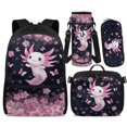 thumbnail image 2 of Bulopur Butterfly Pink Axolotl Print Kids Backpack Set 4 Pcs Bright Floral Cute Kids School Bag with Lunch Box, Pencil Case and Water Bottle Cover for Axolotl Lovers Toddler Girls, 2 of 8