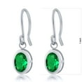 thumbnail image 2 of Gem Stone King 925 Sterling Silver Green Nano Emerald French Wire Dangling Earrings for Women (1.20 Ct Oval 7X5MM), 2 of 4