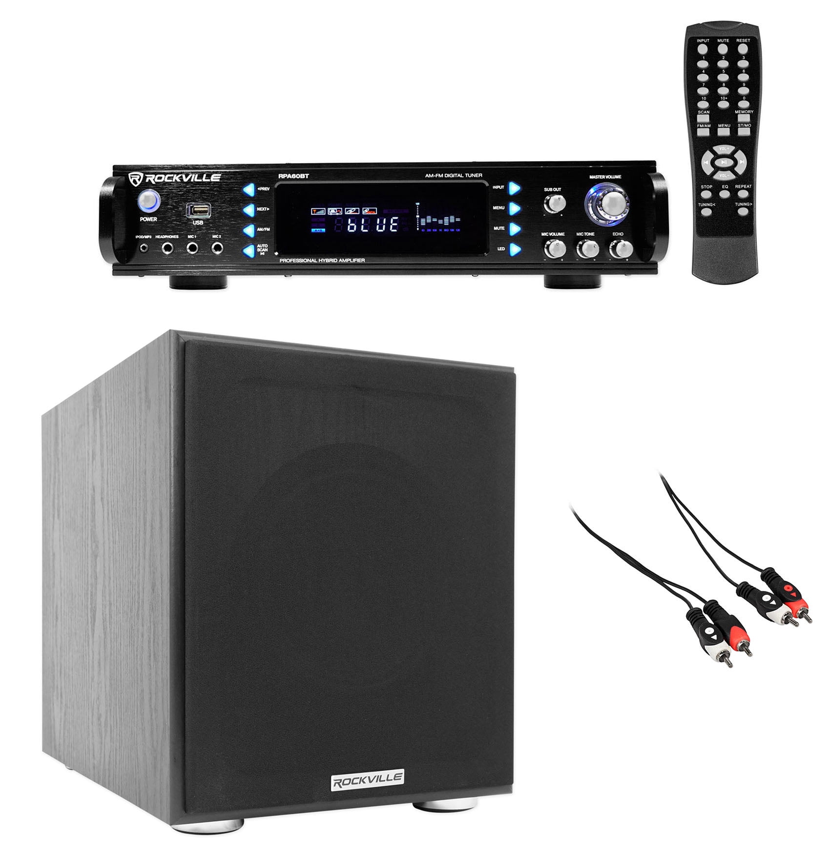 Rockville RPA60BT 1000w 2 Channel Rack DJ Amplifier//Mixer//Amp w//Bluetooth//USB