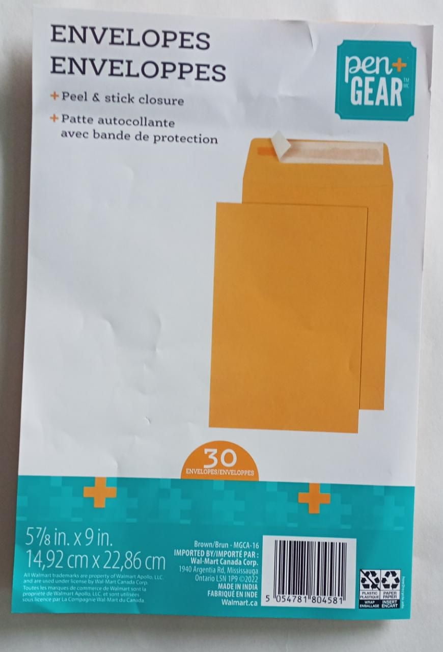 Pen + Gear Pen+ Gear 5-7/8x9 Brown Peel and Stick 30 Pack