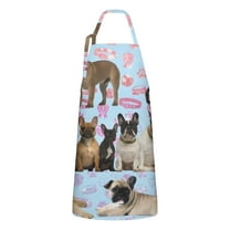 French Bulldogs Apron-Garden Aprons for Women with Pockets-Cotton Linen Waterproof Kitchen Cooking Gardening Aprons Adjustable for Kitchen,Cooking,BBQ and Salon 33x27 Inch