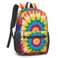 thumbnail image 2 of Red and Yellow Tie Dye Pattern 17" School Backpacks for Teens,Waterproof Oxford Fabric,S-Shape Padded Straps for School,Travel,Hiking,Camping, 2 of 6