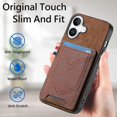 thumbnail image 4 of For iPhone 16 Plus Phone Case Retro Jean Cloth Texture Leather TPU Card Holder - Green, 4 of 5