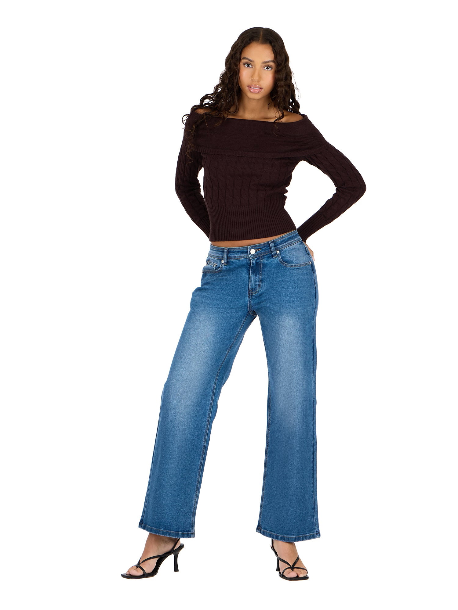 Forever 21 Women's Low Rise Baggy Stretch Denim Jeans, Sizes 0-14