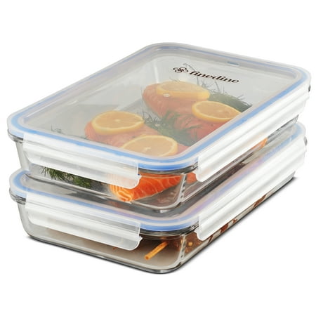 - ShopoKus Glass Casserole Dish with Lid - (Set of 2) 12 x 8 Inch Oven Safe Baking Dish and Airtight Food Storage Containers, Bakeware Pan for Casseroles, Large Lasagna or Store Leftover Food, 64 Ounce