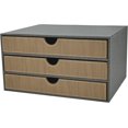thumbnail image 2 of Leather Desk Organizer with 3 Drawers,Executive Office Supplies Desktop Filing A4 File Cabinet/Holder,Stackable Storage Box for Jewelry/Bill/Paper/Documents/Makeup Home Decor Accessories(Grey Cloth), 2 of 7