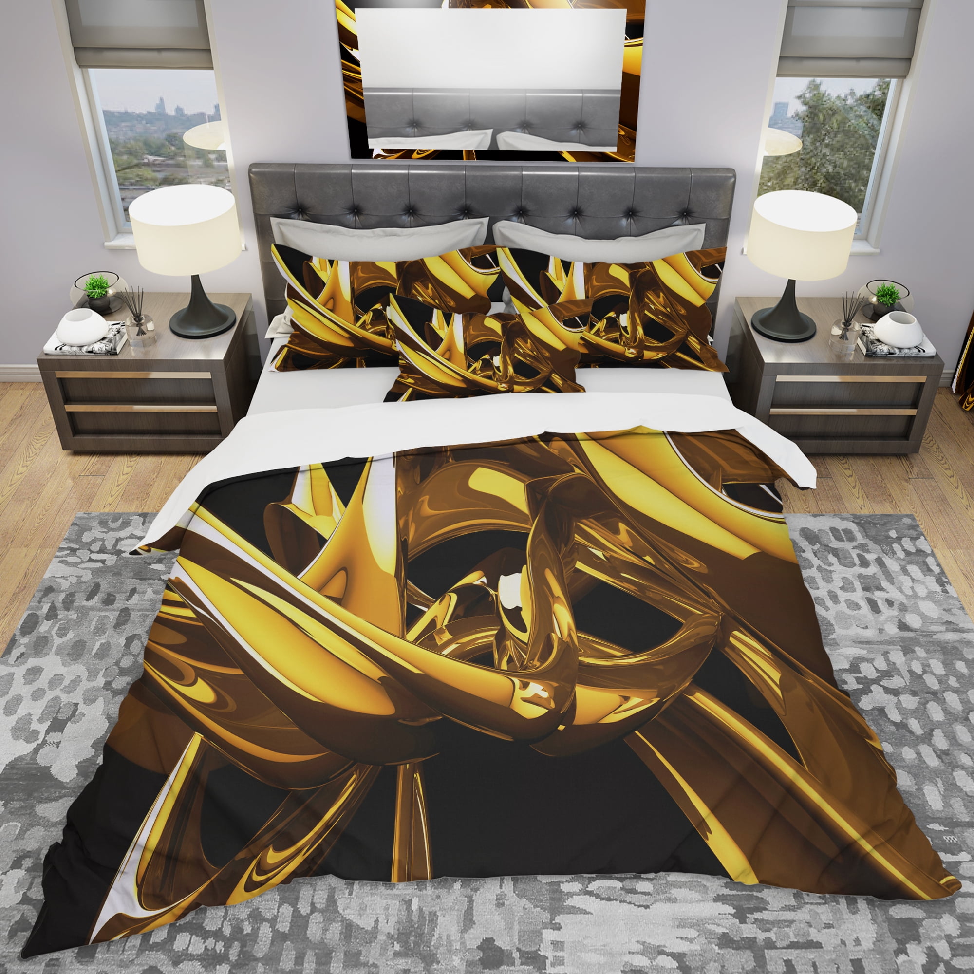 Designart 'Red Vs Blue Abstract' Modern & Contemporary Duvet Cover Set